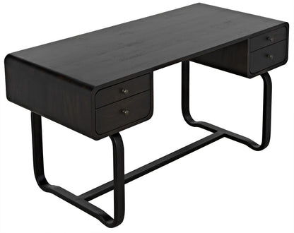 Noir Voltes Desk in Ebony Walnut w/ Matte Black Base GDES185EB