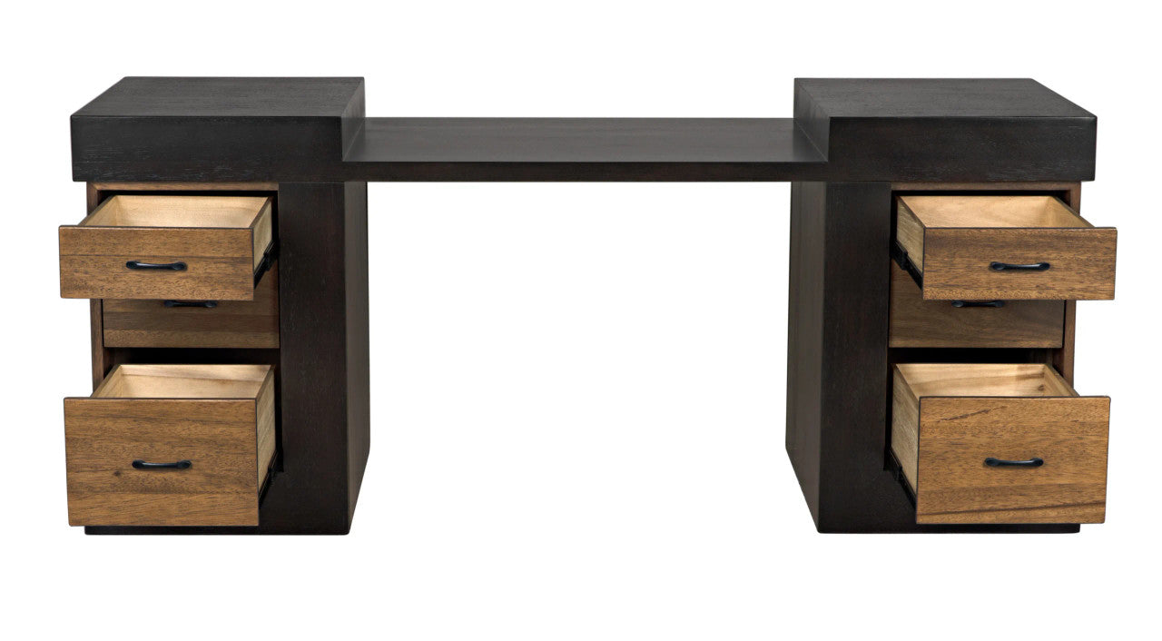 Noir Bentley Desk in Dark Walnut and Ebony Walnut GDES194EBDW