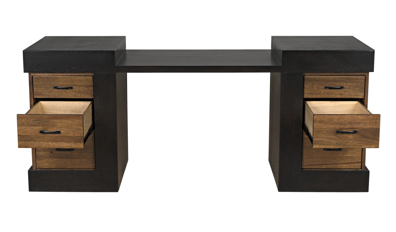 Noir Bentley Desk in Dark Walnut and Ebony Walnut GDES194EBDW