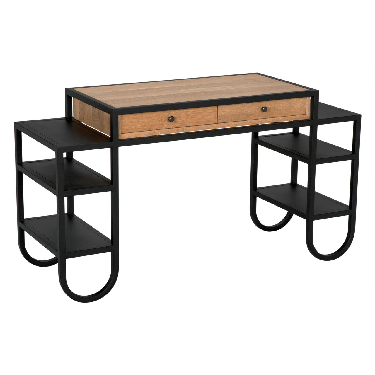 Noir Thomson Desk in Matte Black and Natural Oak GDES202MTB