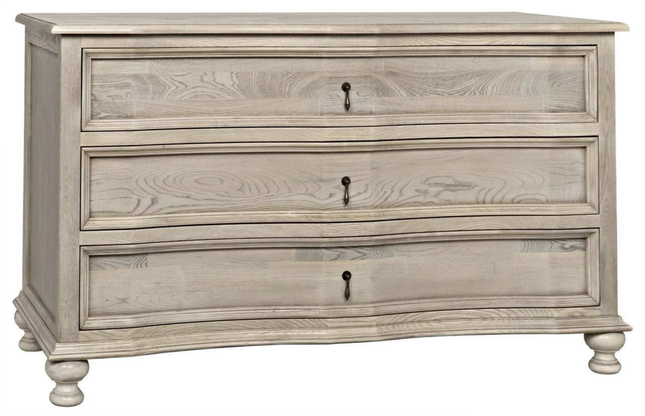 Noir Curved Front 3 Drawer Chest in Vintage Grey GDRE146VGR