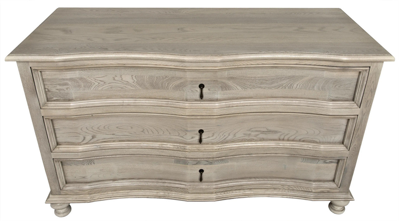 Noir Curved Front 3 Drawer Chest in Vintage Grey GDRE146VGR