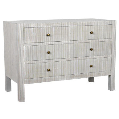 Noir Conrad 6 Drawer Dresser in White Wash GDRE221WH