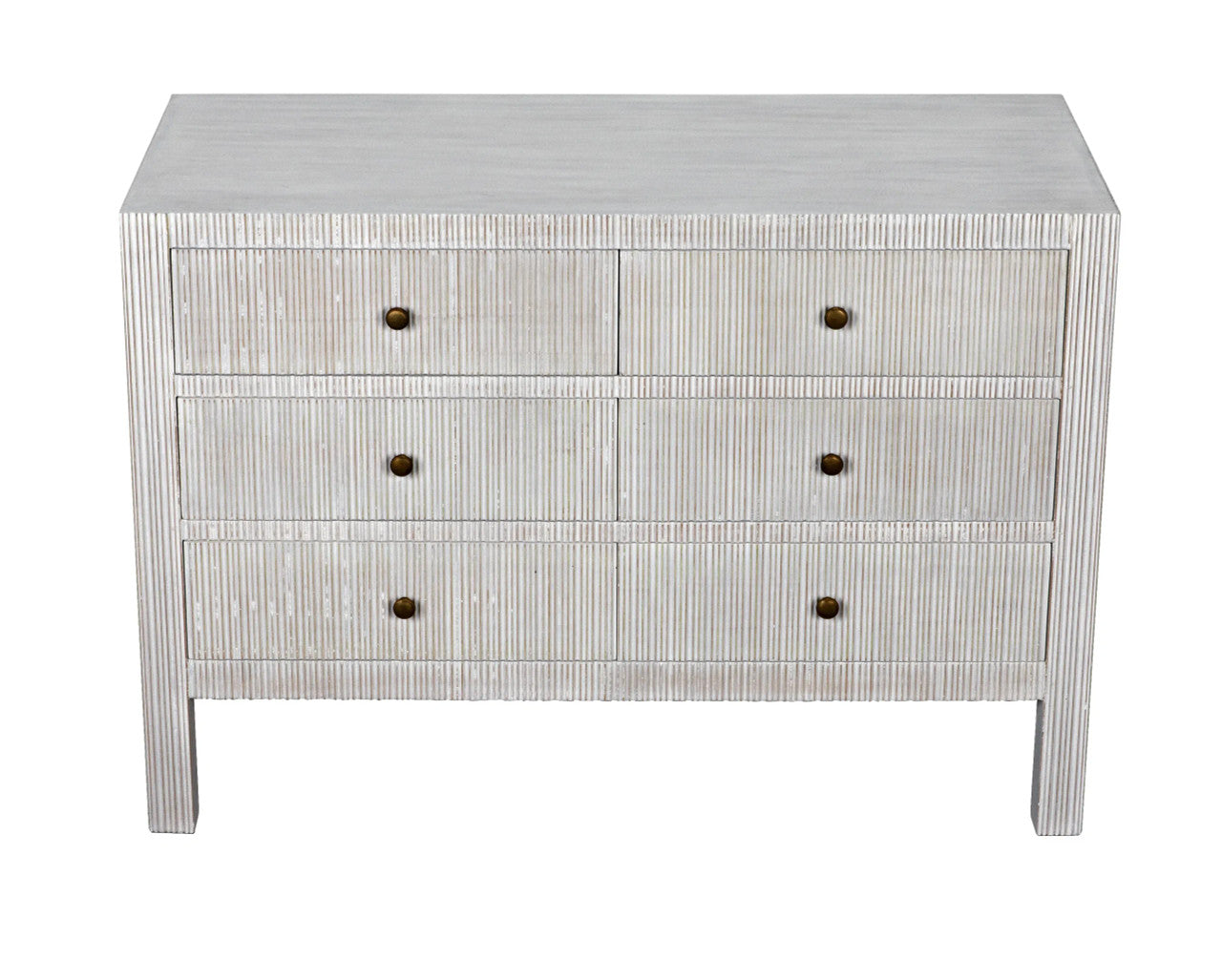 Noir Conrad 6 Drawer Dresser in White Wash GDRE221WH