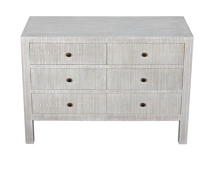 Noir Conrad 6 Drawer Dresser in White Wash GDRE221WH