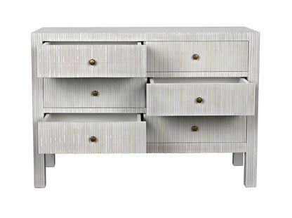 Noir Conrad 6 Drawer Dresser in White Wash GDRE221WH