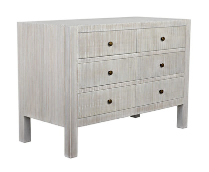 Noir Conrad 6 Drawer Dresser in White Wash GDRE221WH