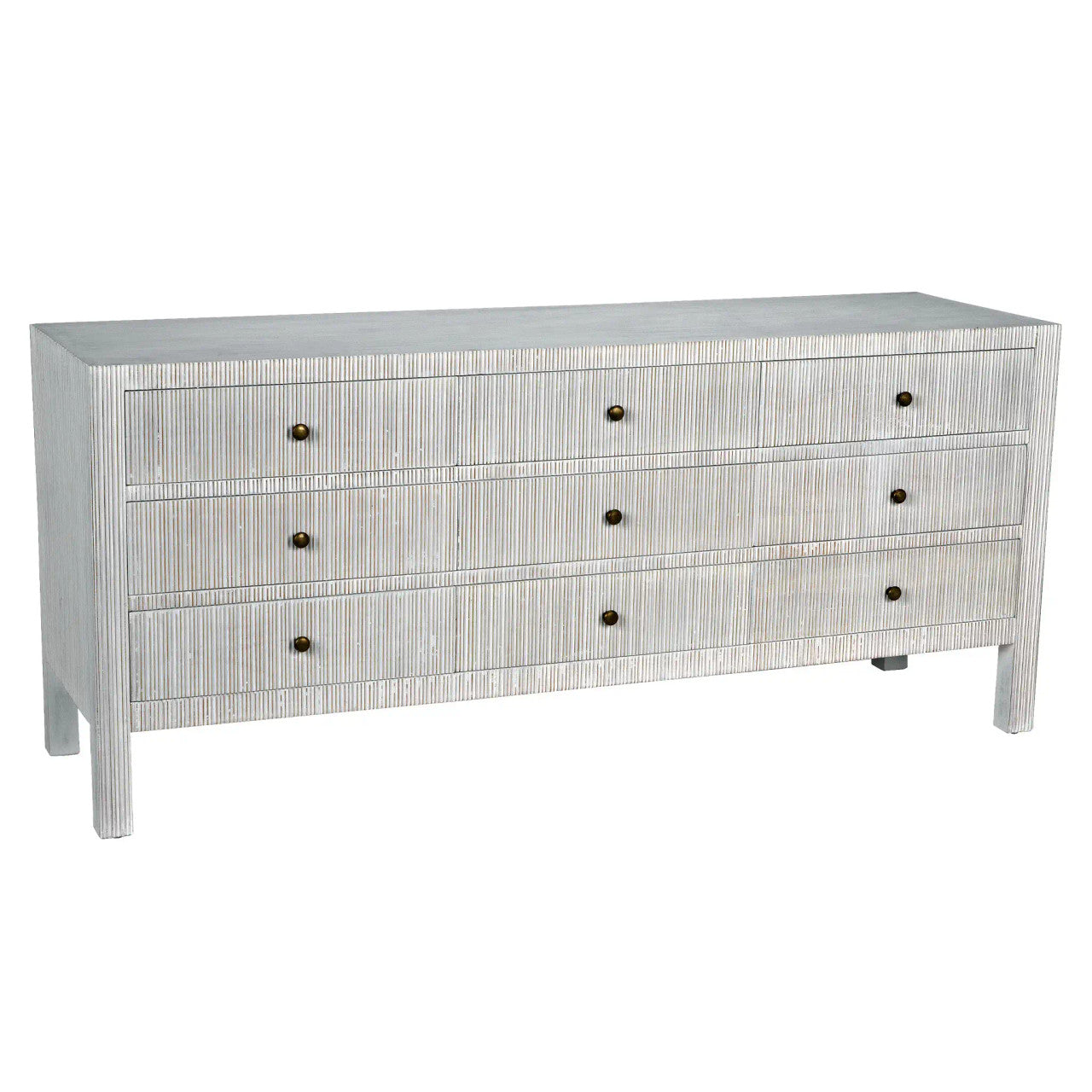 Noir Conrad 9 Drawer Dresser in White Wash GDRE222WH