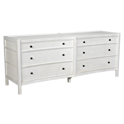 Noir Hampton 6 Drawer Dresser in White Wash GDRE241WH-2