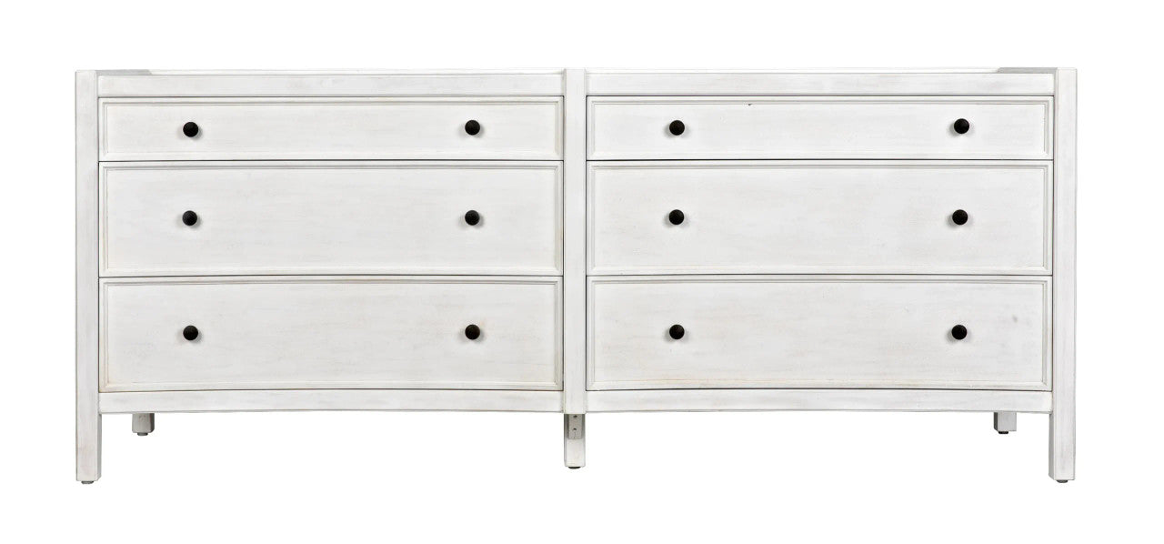 Noir Hampton 6 Drawer Dresser in White Wash GDRE241WH-2