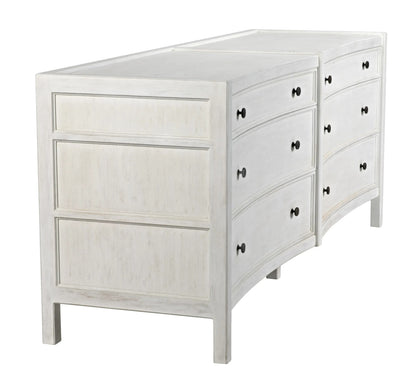 Noir Hampton 6 Drawer Dresser in White Wash GDRE241WH-2