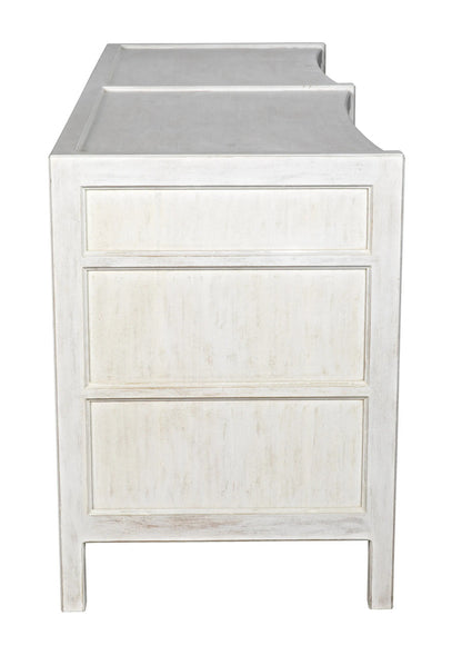 Noir Hampton 6 Drawer Dresser in White Wash GDRE241WH-2