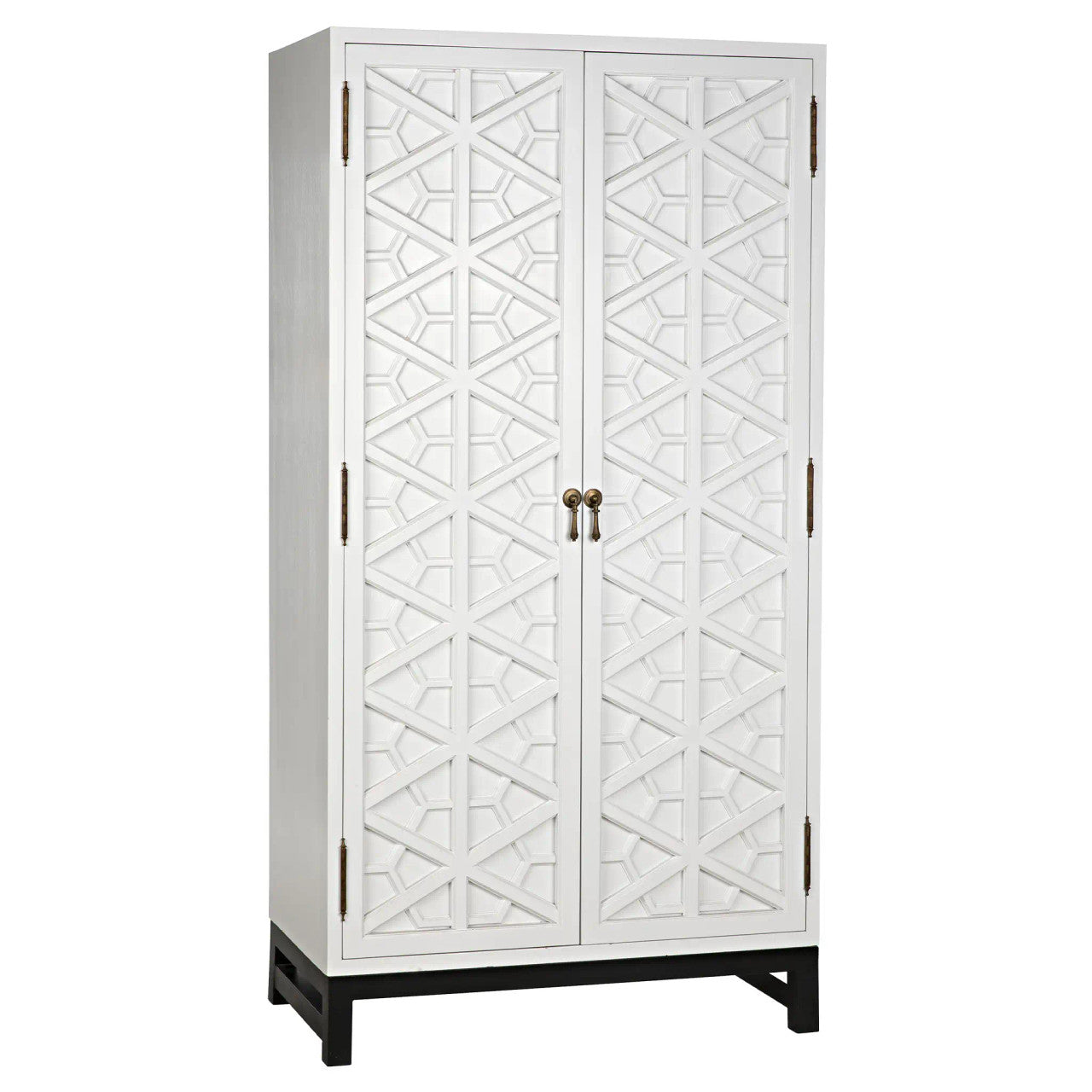 Noir Maharadscha Hutch in Solid White with Matte Black Base GHUT118SW-S