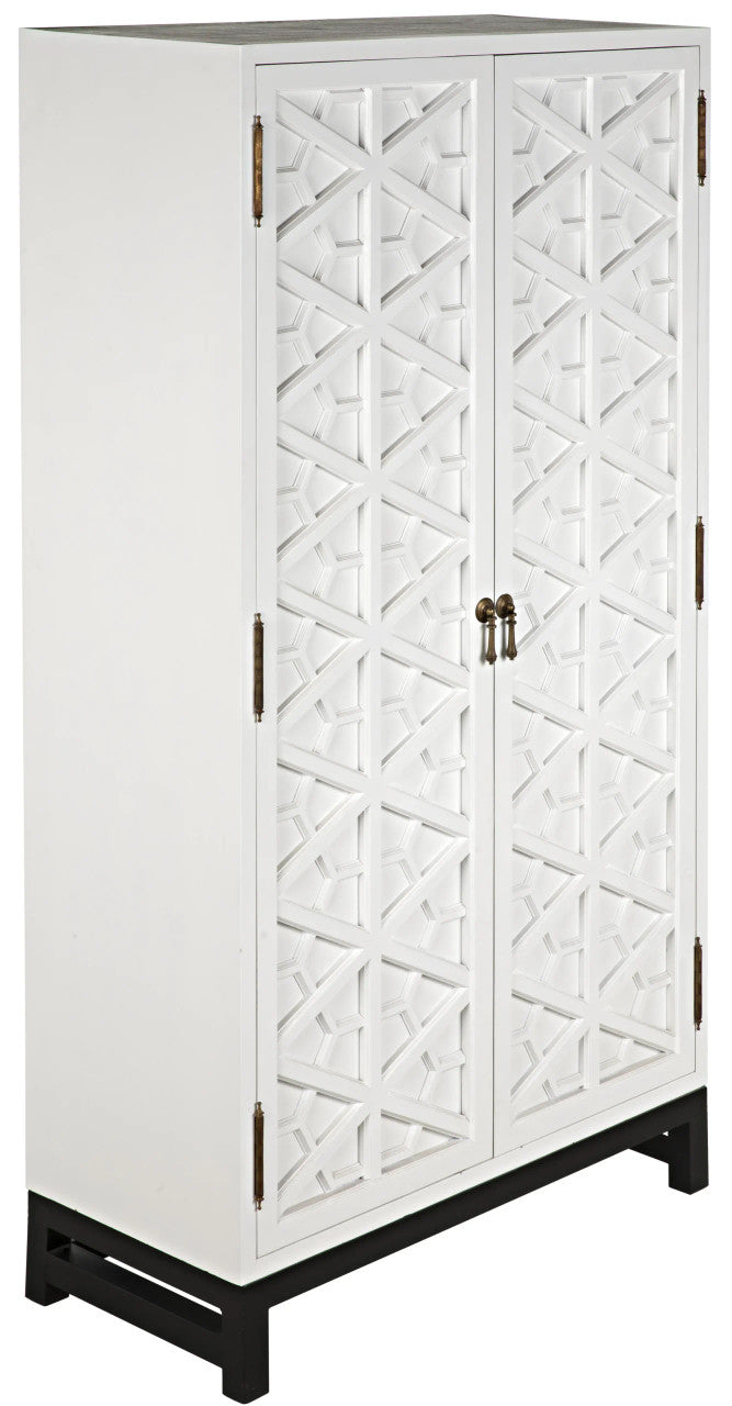 Noir Maharadscha Hutch in Solid White with Matte Black Base GHUT118SW-S