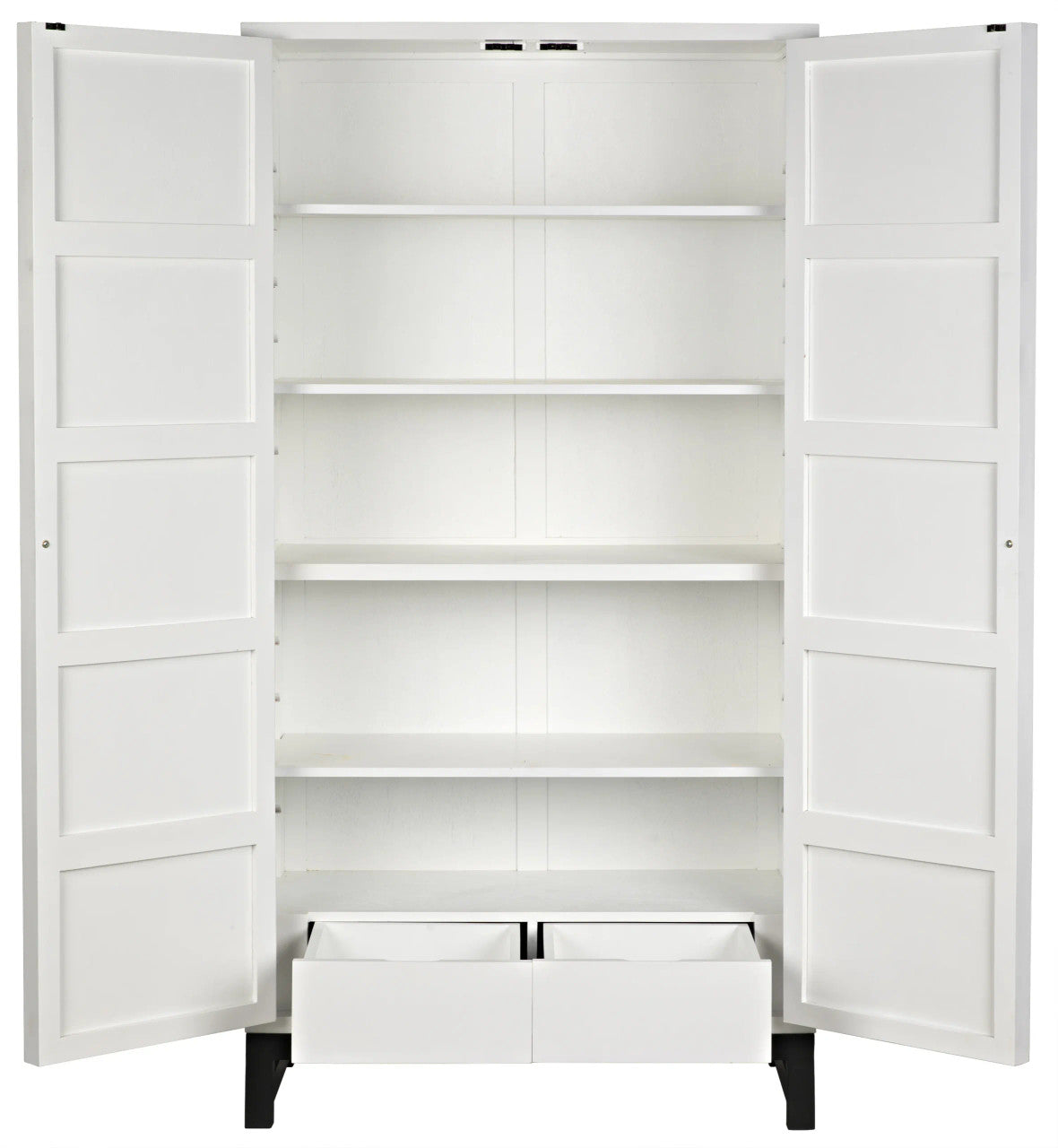 Noir Maharadscha Hutch in Solid White with Matte Black Base GHUT118SW-S