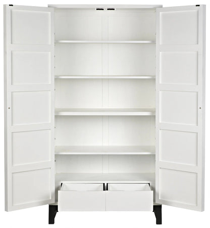 Noir Maharadscha Hutch in Solid White with Matte Black Base GHUT118SW-S