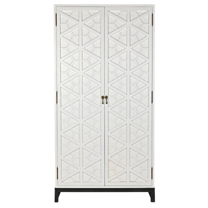 Noir Maharadscha Hutch in Solid White with Matte Black Base GHUT118SW