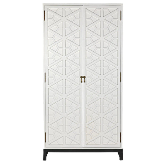 Noir Maharadscha Hutch in Solid White with Matte Black Base GHUT118SW