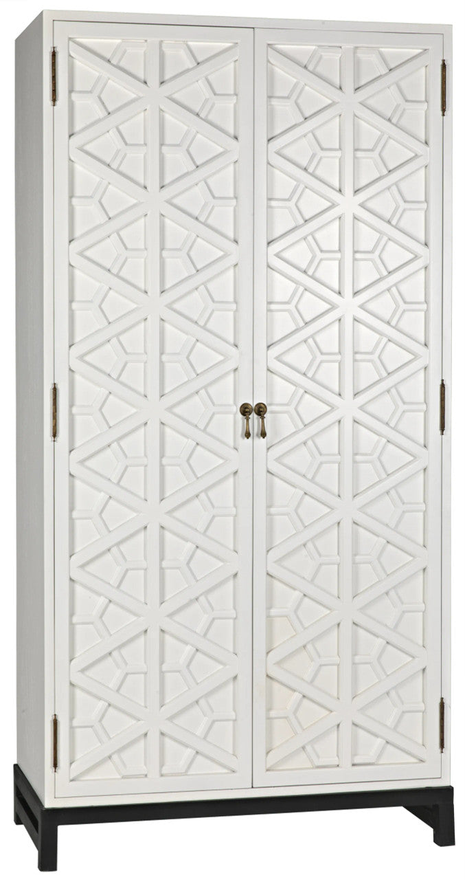 Noir Maharadscha Hutch in Solid White with Matte Black Base GHUT118SW