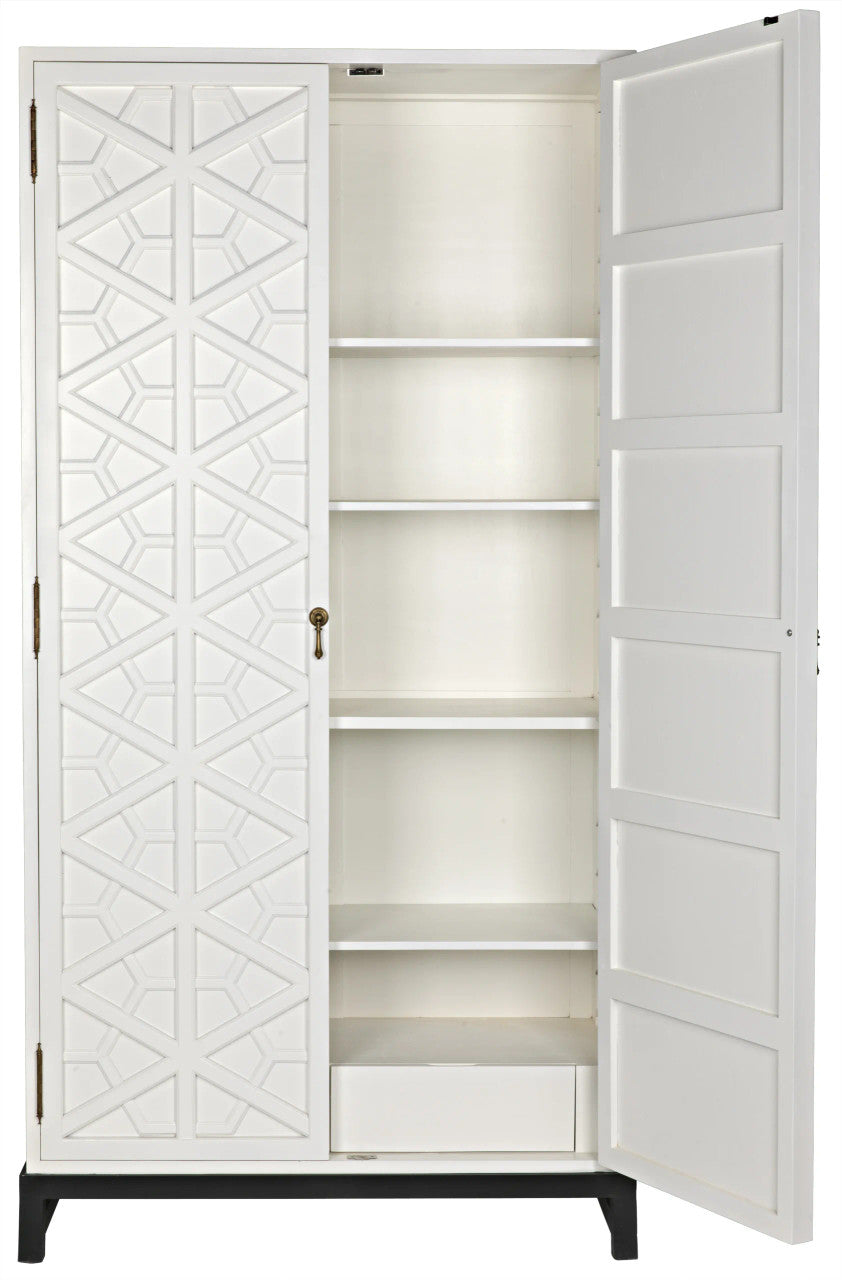 Noir Maharadscha Hutch in Solid White with Matte Black Base GHUT118SW