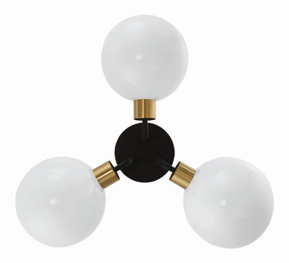 Crystorama Gigi 3 Light Black + Aged Brass Ceiling Mount GIG-810-BK-AG