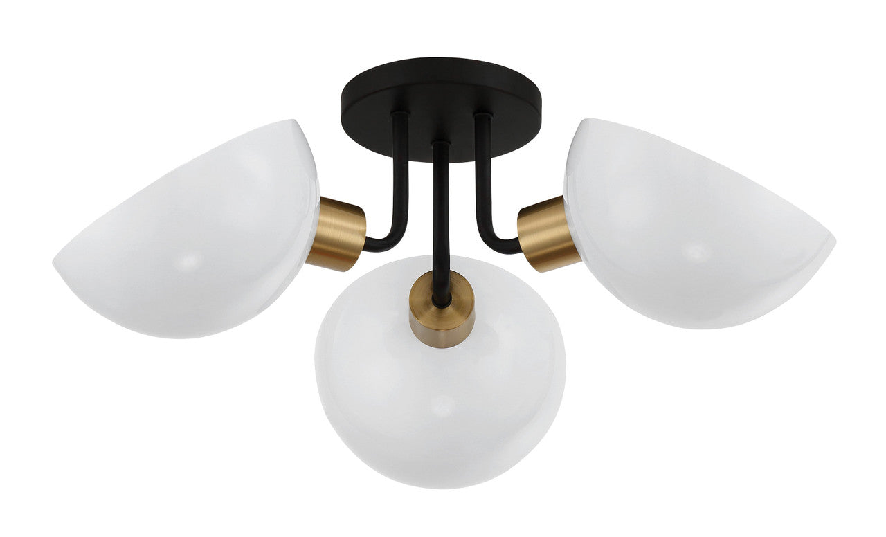 Crystorama Gigi 3 Light Black + Aged Brass Ceiling Mount GIG-810-BK-AG