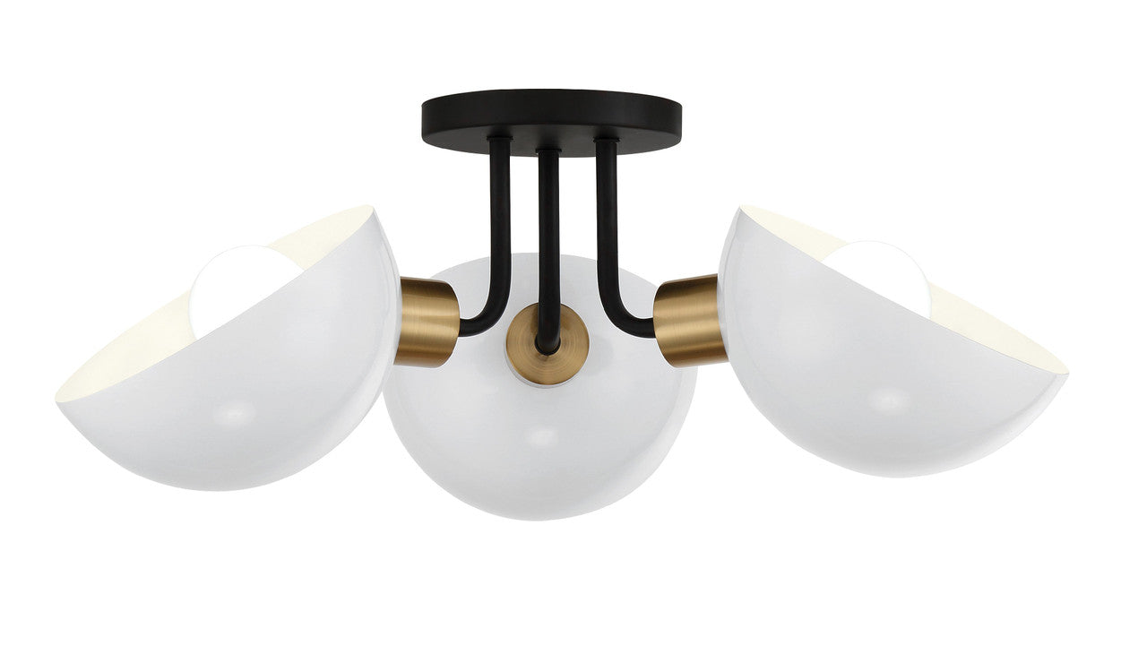 Crystorama Gigi 3 Light Black + Aged Brass Ceiling Mount GIG-810-BK-AG