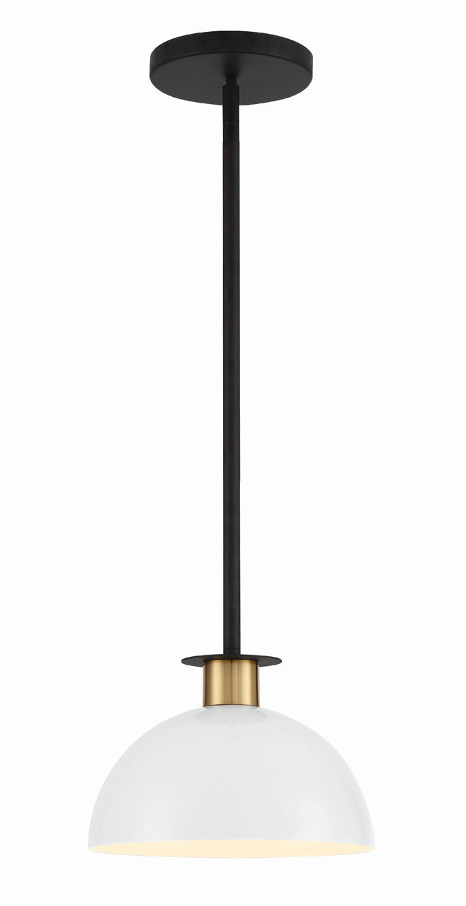 Crystorama Gigi 1 Light Black + Aged Brass Mini Pendant GIG-813-BK-AG