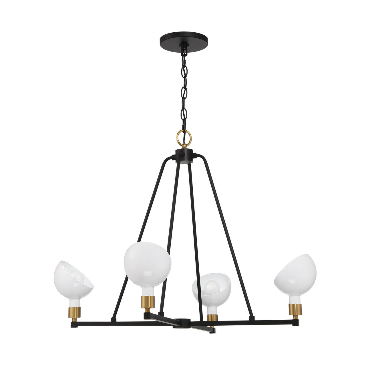 Crystorama Gigi 4 Light Black + Aged Brass Chandelier GIG-814-BK-AG