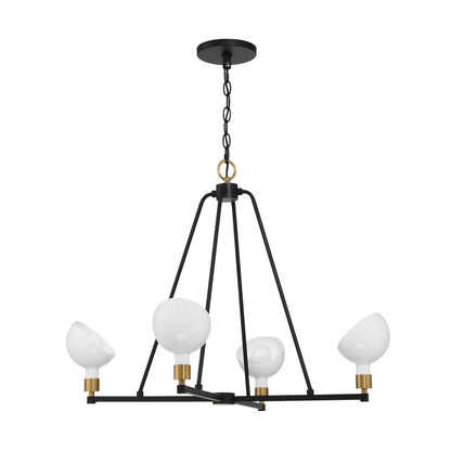 Crystorama Gigi 4 Light Black + Aged Brass Chandelier GIG-814-BK-AG