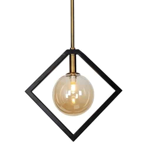 Dainolite 1 Light Pendant, Matte Black & Vintage Bronze Finish, Champagne Glass GLA-121P-MB-VB