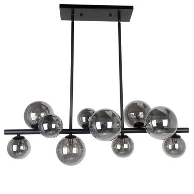 Dainolite 10 Light Halogen Horizontal Pendant Matte Black Finish with Smoked Glass GLA-3110HP-MB