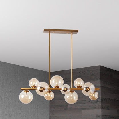 Dainolite 10 Light Horizontal Pendant, Vintage Bronze Finish, Champagne Glass GLA-3110HP-VB