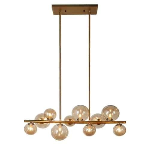 Dainolite 10 Light Horizontal Pendant, Vintage Bronze Finish, Champagne Glass GLA-3110HP-VB