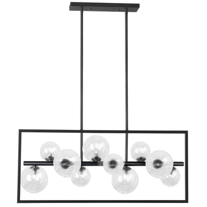 Dainolite 10 Light Halogen Horizontal Pendant, Matte Black with Clear Glass GLA-3310HP-MB-CLR