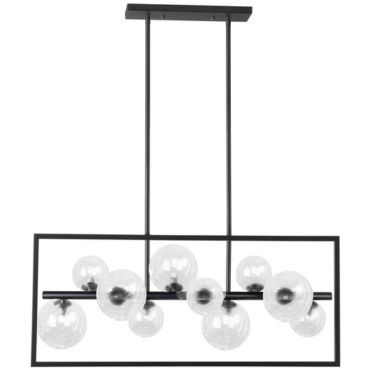 Dainolite 10 Light Halogen Horizontal Pendant, Matte Black with Clear Glass GLA-3310HP-MB-CLR