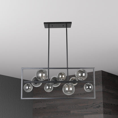 Dainolite 10 Light Halogen Horizontal Pendant Matte Black Finish with Smoked Glass GLA-3310HP-MB