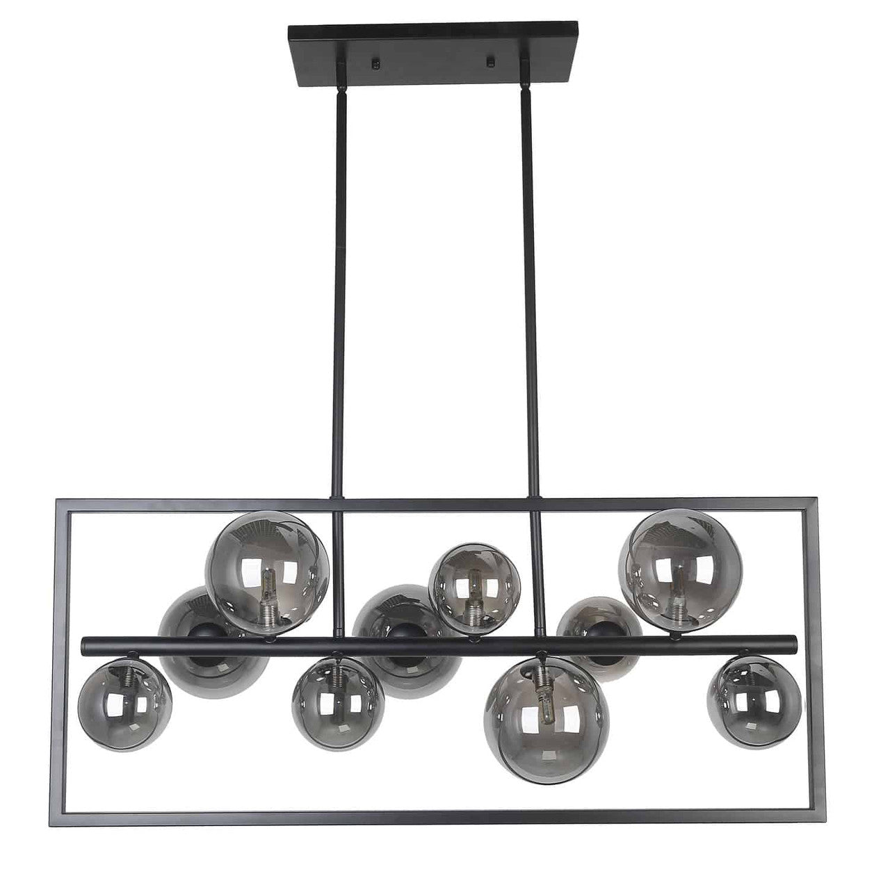 Dainolite 10 Light Halogen Horizontal Pendant Matte Black Finish with Smoked Glass GLA-3310HP-MB