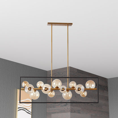 Dainolite 13 Light Pendant, Matte Black / Vintage Bronze Finish, Champagne Glass GLA-4213HP-MB-VB