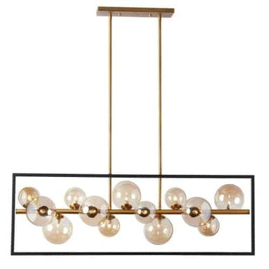 Dainolite 13 Light Pendant, Matte Black / Vintage Bronze Finish, Champagne Glass GLA-4213HP-MB-VB