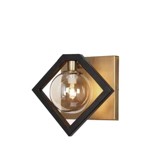 Dainolite 1 Light Wall Sconce, Matte Black & Vintage Bronze Finish, Champagne Glass GLA-91W-MB-VB