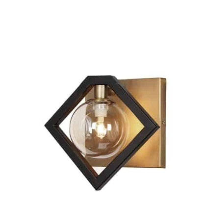 Dainolite 1 Light Wall Sconce, Matte Black & Vintage Bronze Finish, Champagne Glass GLA-91W-MB-VB