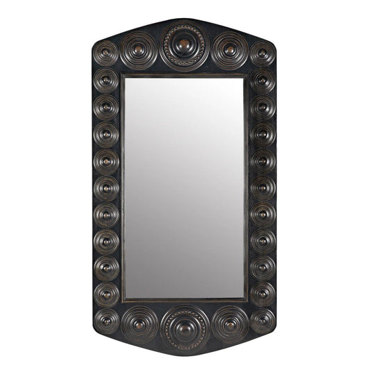 Noir Nanna Mirror in Hand Rubbed Black with Light Brown Trim GMIR172HB