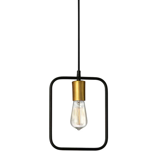 Dainolite 1 Light Pendant, Matte Black & Vintage Bronze Finish GMT-101P-MB-VB