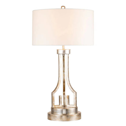 Lucas McKearn Lemuria Large Buffet Lamp in Distressed Gold and White Drum Shade