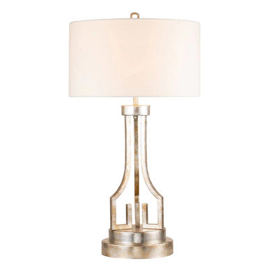 Lucas McKearn Distressed Silver Buffet Traditional Drum Table Lamp By Lucas McKearn