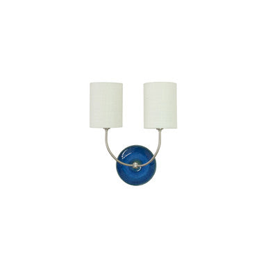 House of Troy Scatchard Stoneware Wall Lamp in Blue Gloss and Satin Nickel GS775-2-SNBG