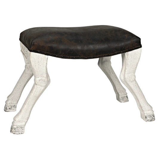 Noir Claw Leg Saddle Stool in White Weathered GSTOOL113WW