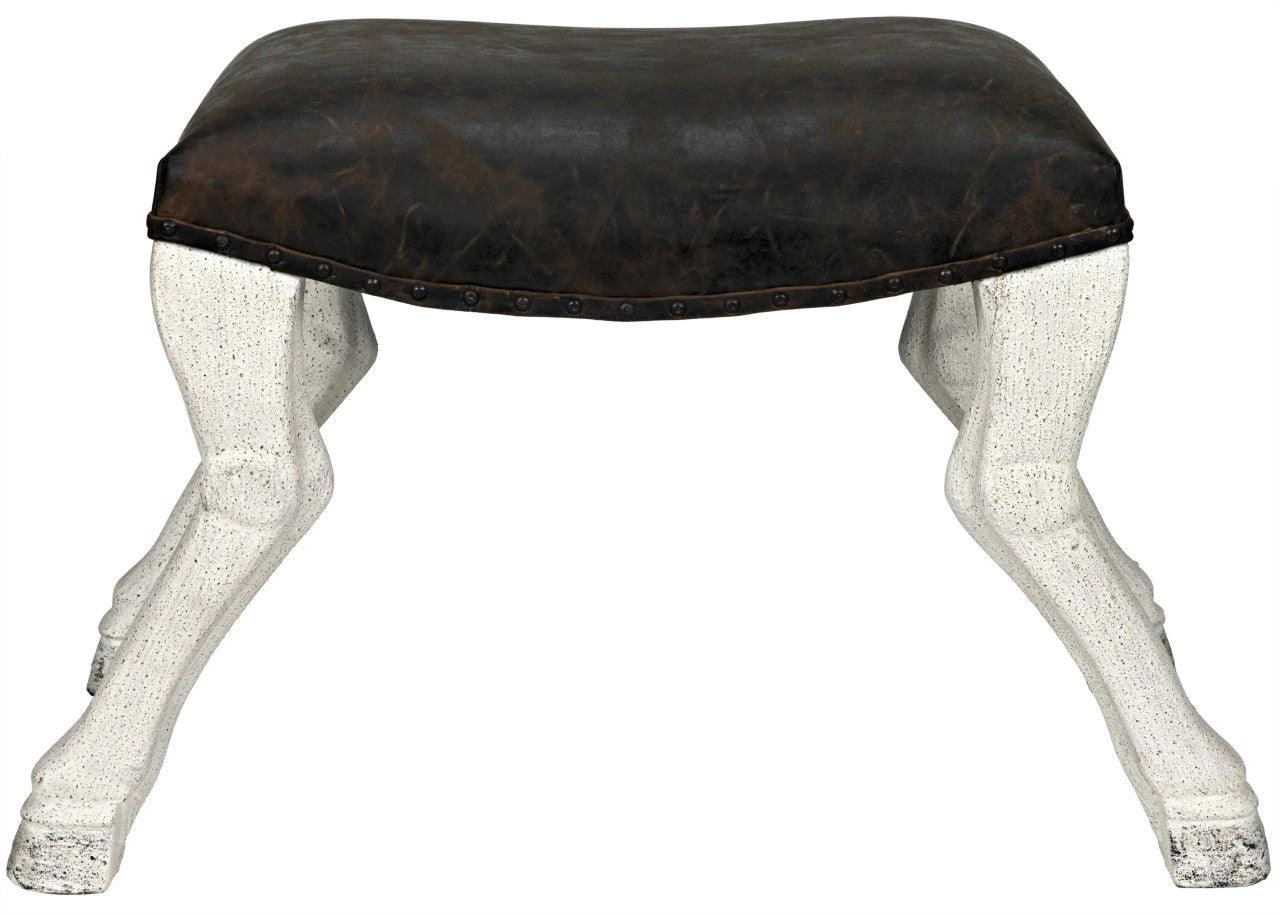 Noir Claw Leg Saddle Stool in White Weathered GSTOOL113WW