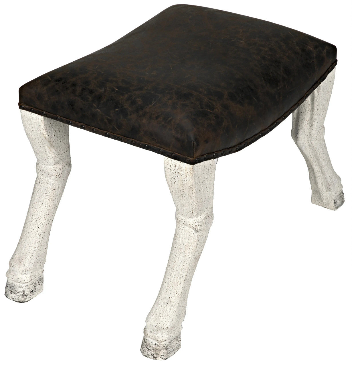 Noir Claw Leg Saddle Stool in White Weathered GSTOOL113WW